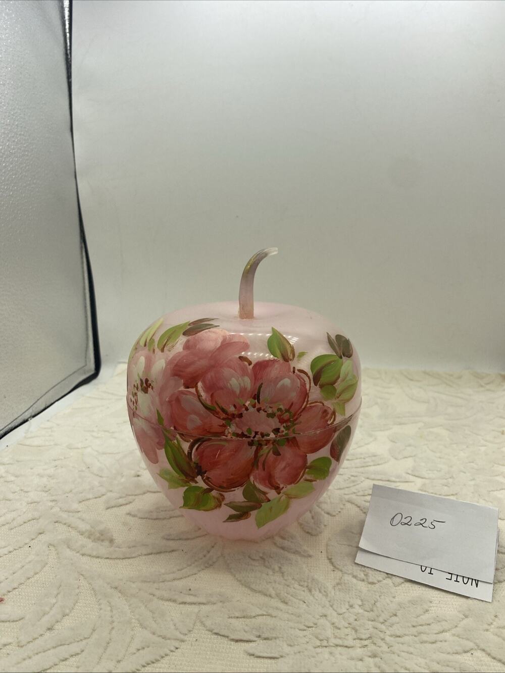 Vtg Mitchell Gould Covered Powder Box Pink Plastic Floral Victorian 6x6”
